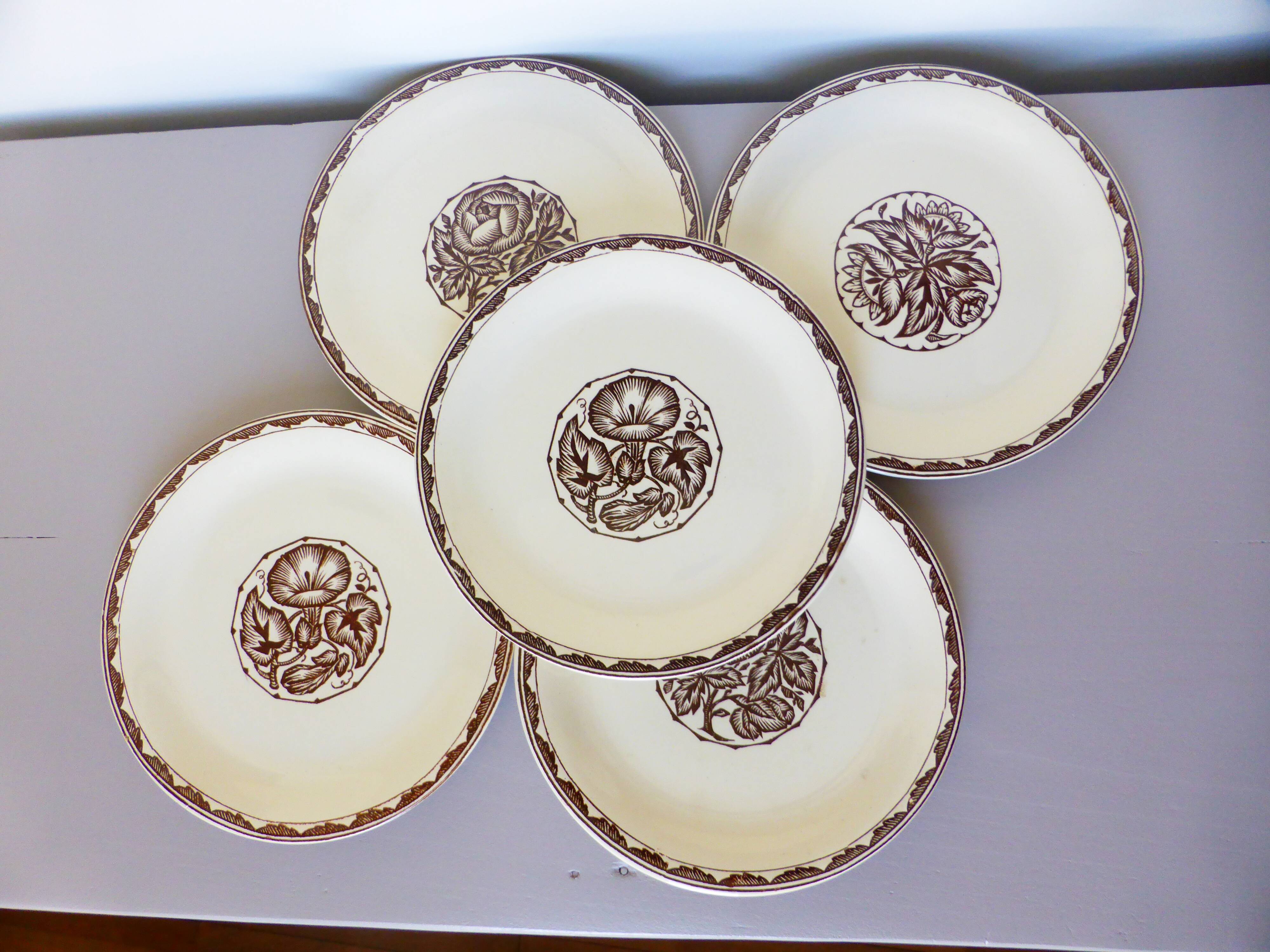 5 Sarreguemines dessert plates, Argonne model