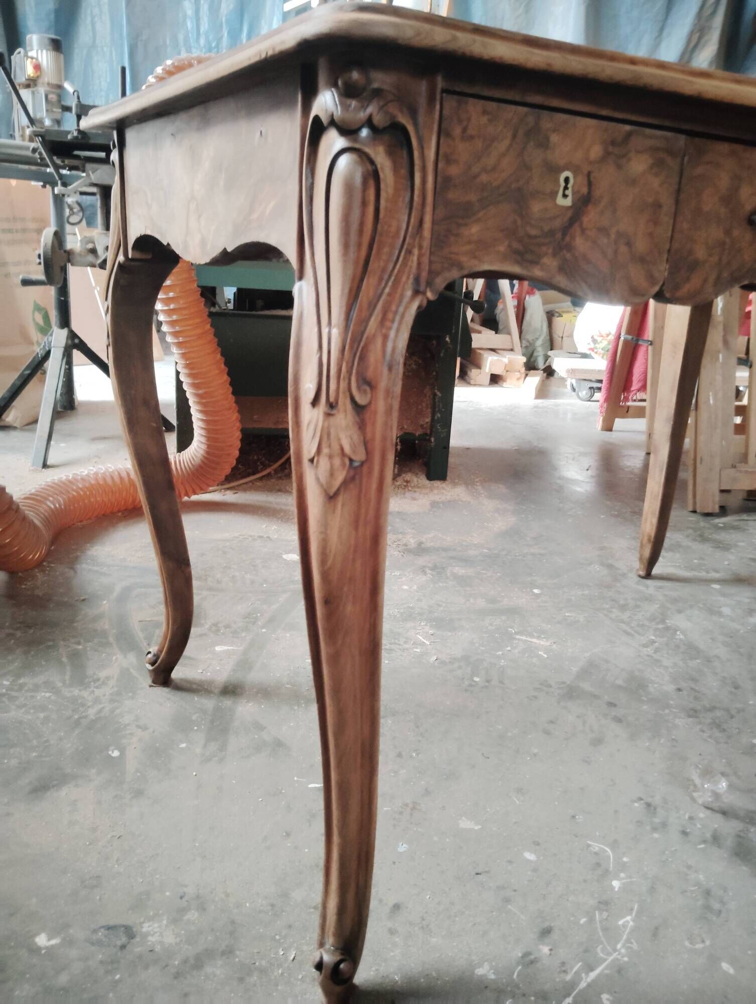 Louis XV desk with walnut burl.