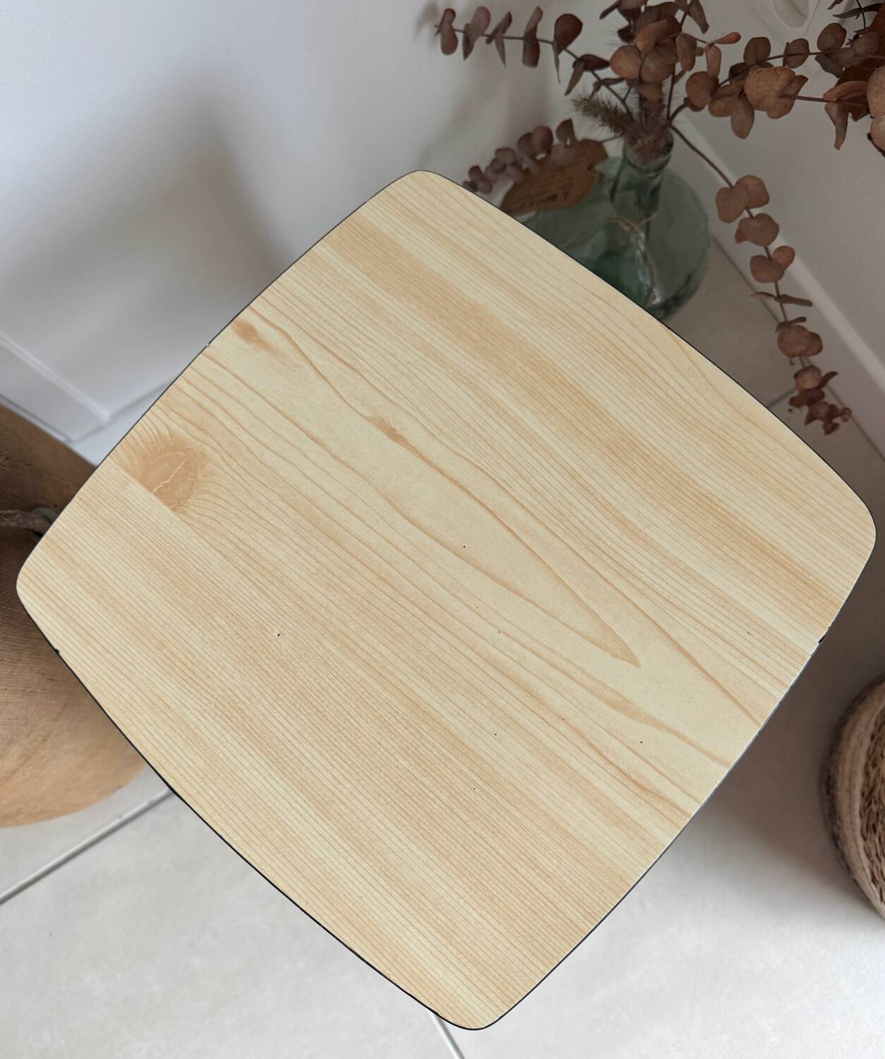 Tabouret en bois et Formica vintage