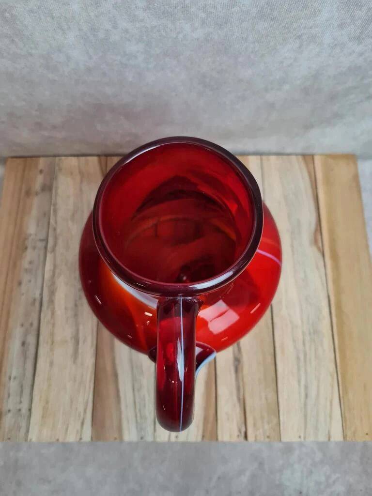 Vase / jug in blown red glass – Murano style – vintage piece from the 1970s