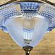 Antique Art Deco lamp from the 1930s, wrought iron with a blue basin in the Ezan style.