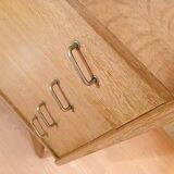 Renovated vintage chest of drawers with compass legs in light gilded wood, 1950-1960