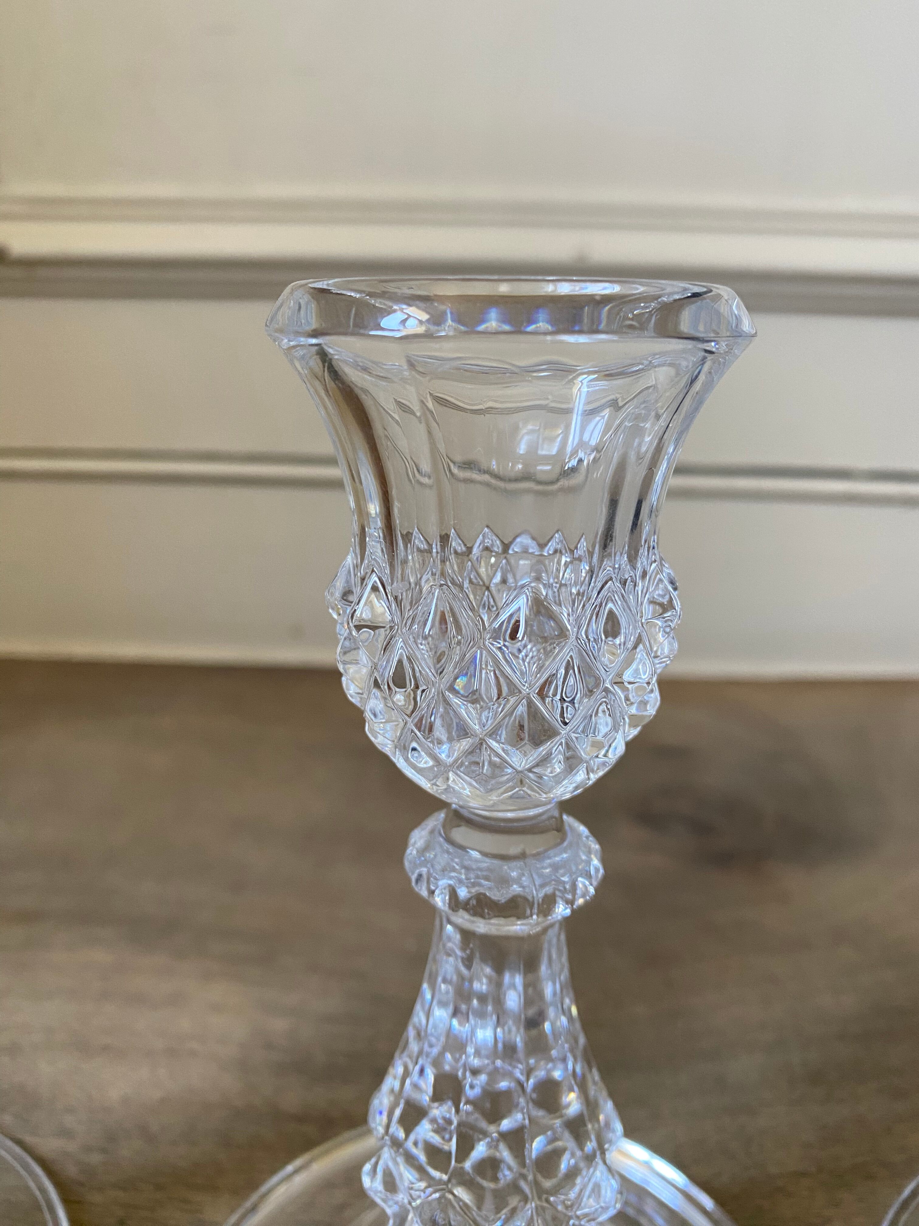Set of two Arques crystal candle holders