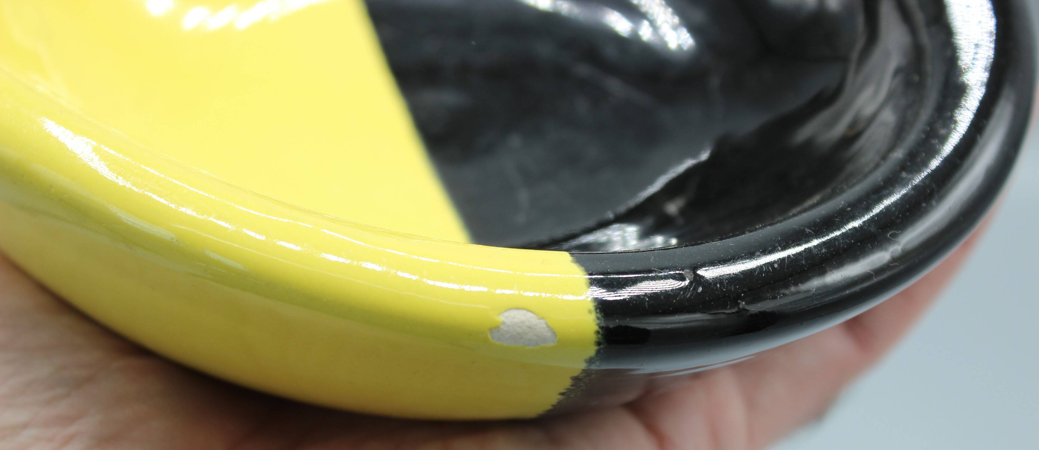 Old ceramic vintage design pocket tray black yellow