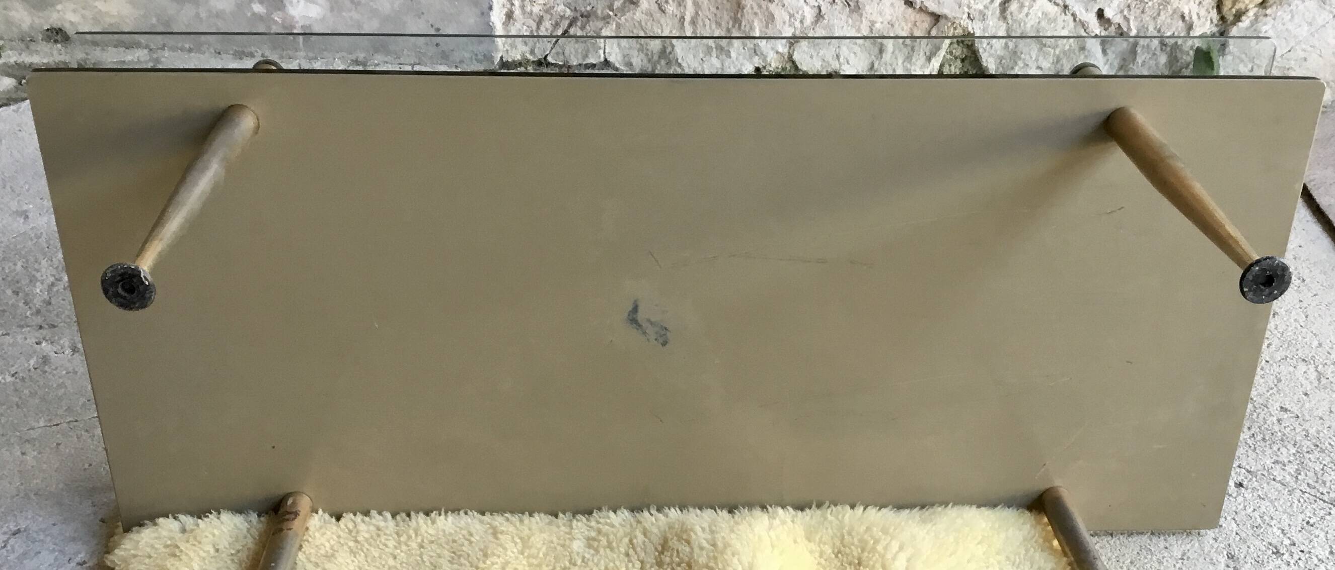 Table basse rectangulaire à double plateaux en verre - design Moderniste 1960