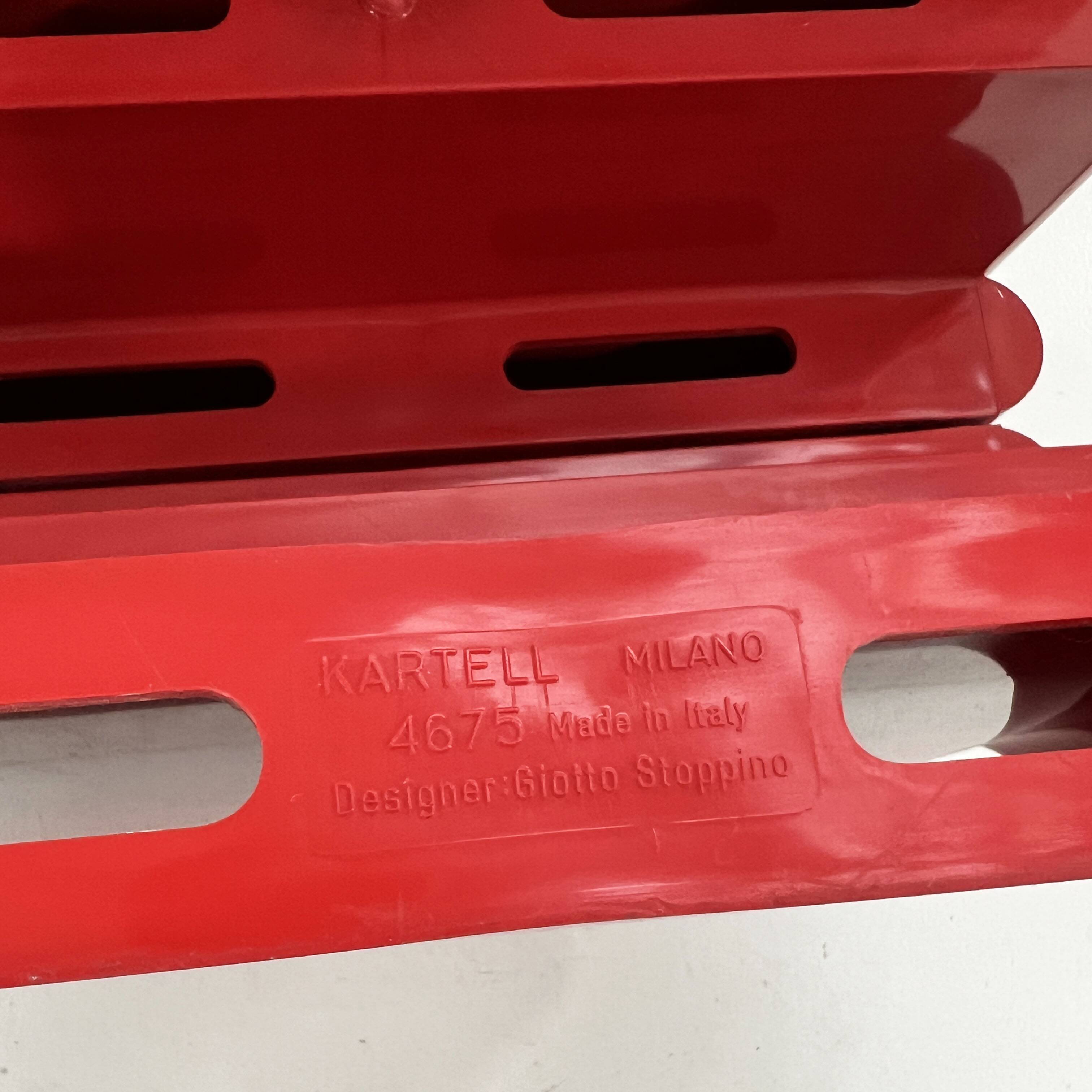 RED MAGAZINE RACK BY GIOTTO STOPPINO FOR KARTELL, 1970