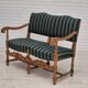 1960s, Danish 2 seater sofa, original condition, furniture wool fabric, solid oak wood.