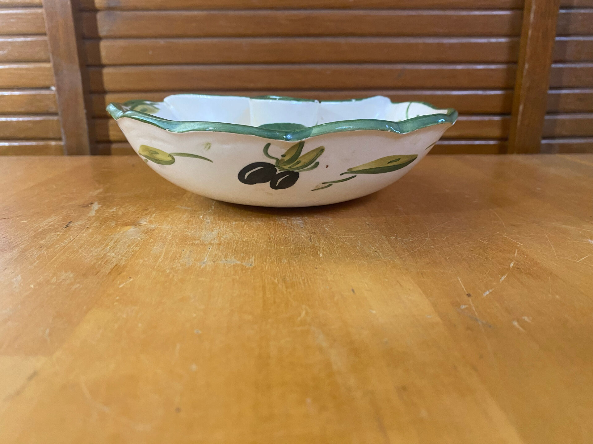Aperitif plate style vallauris polychrome ceramic olive decor vintage
