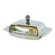 Pocket tray / butter dish in silver metal and glass, early 20th century