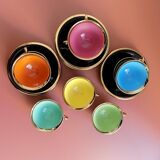 set of 9 black and gold Salins cups and saucers
