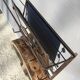 Wall coat rack Art Deco 1930 wrought iron 4 hooks and beveled mirror