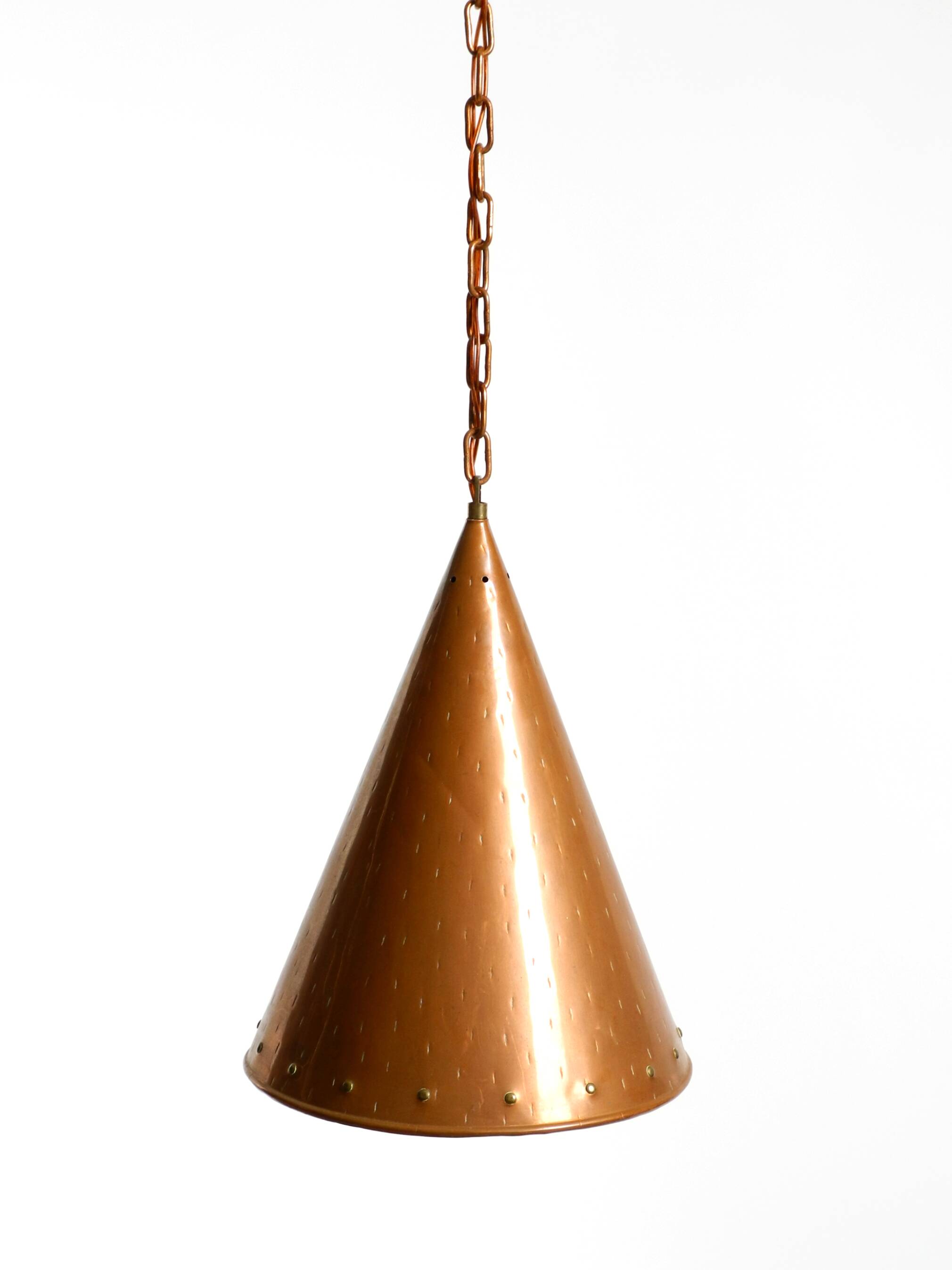 1960s cone pendant lamp in copper by th. valentiner copenhagen denmark
