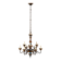 Antique wooden and brass chandelier with 9 lights, Italy, 20th century.