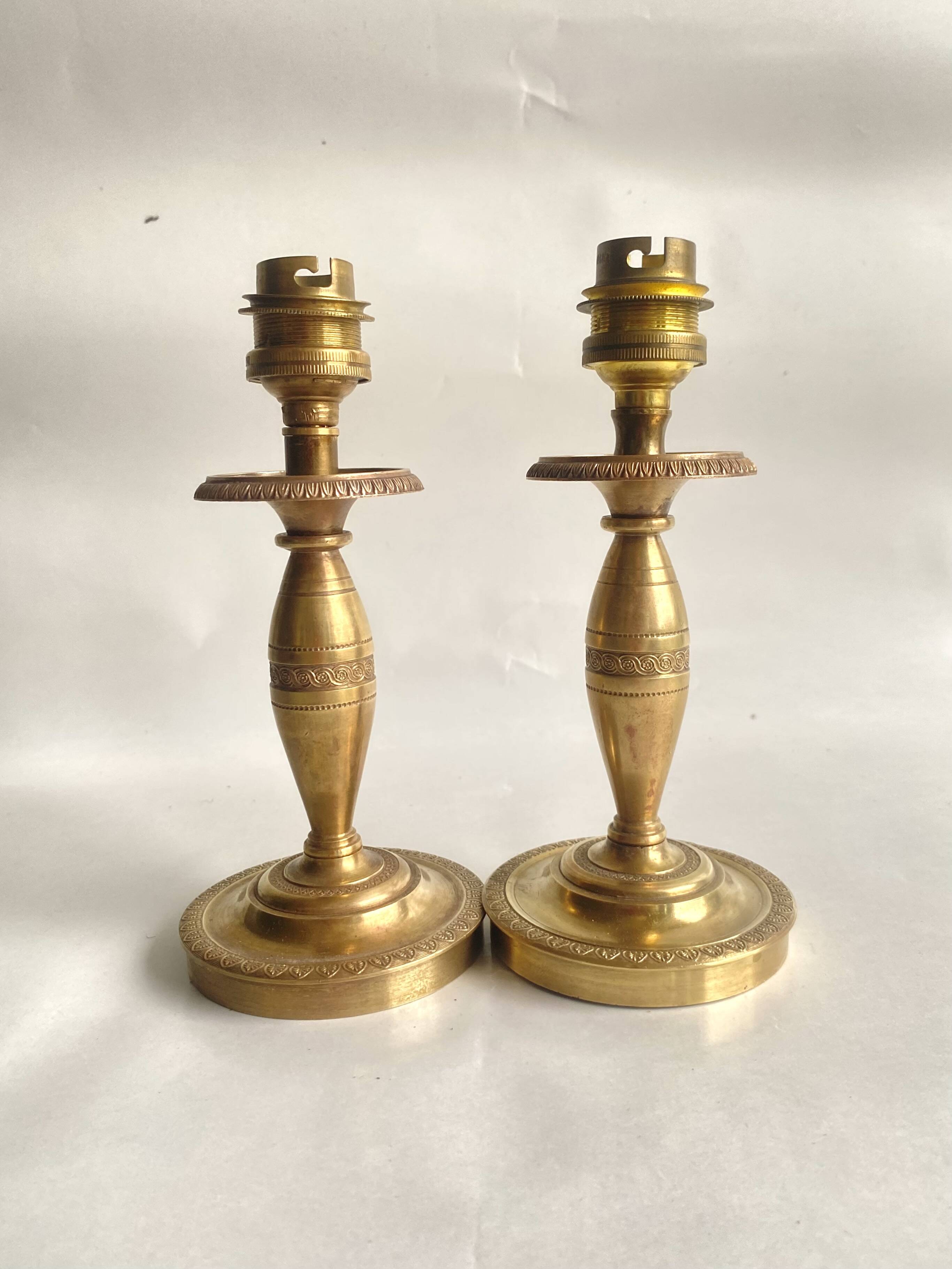 2 brass lamps