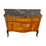 Chest of drawers with curved façade, transition style, in veneer of precious wood