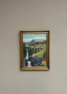 Oil on Canvas “Huts in the Mountains” by Weidofolk, Vintage & Framed