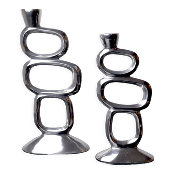 Paire de bougeoirs cercles par Matthew Hilton, Angleterre, 1980