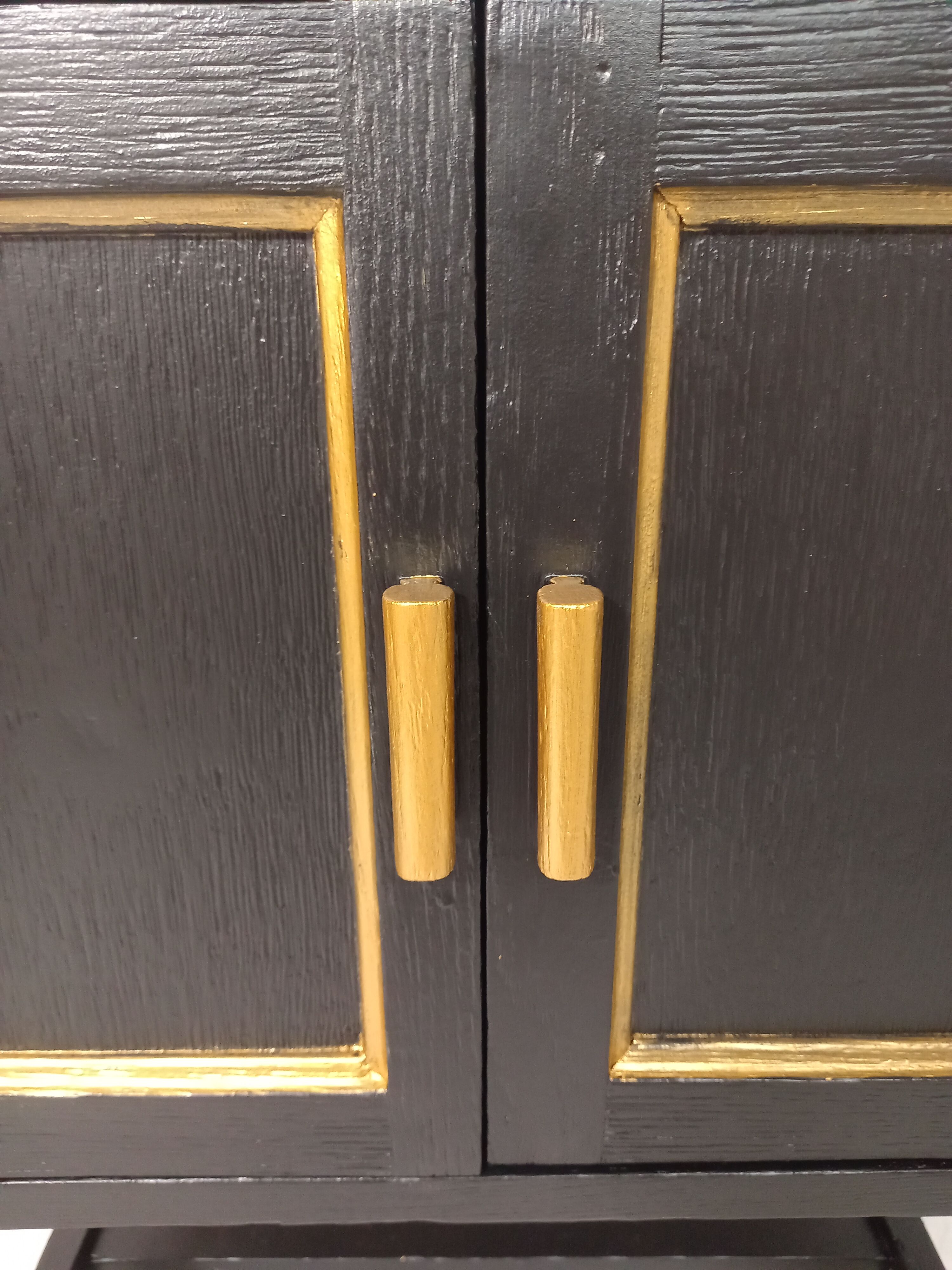 Small secretary with black and gold lid