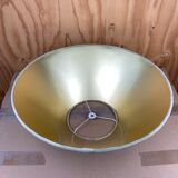 Lampe de table cuir vert daim et laiton, années 1970