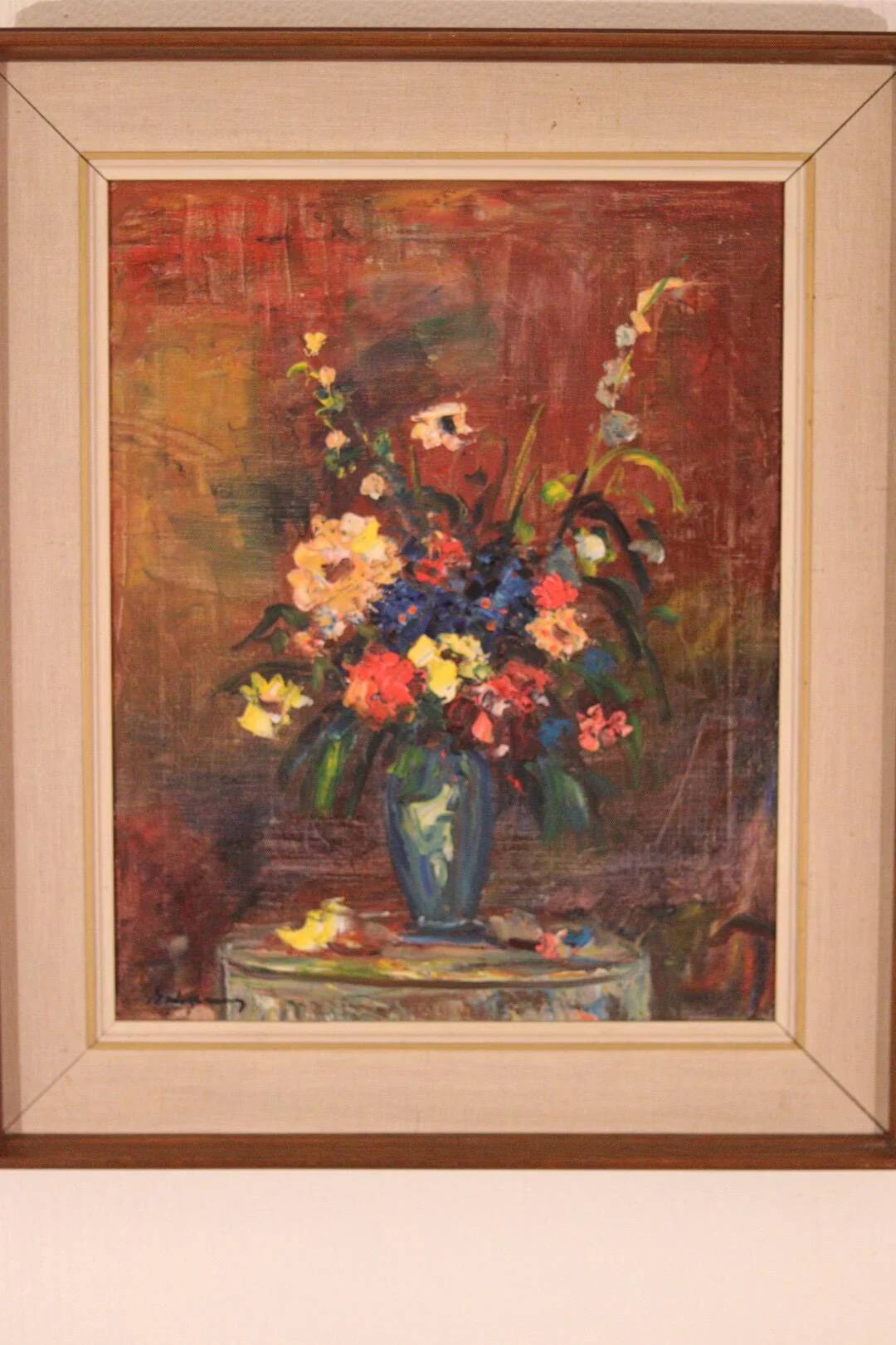 Original Oil on Canvas – “Still Life Vase” – Framed 45 × 54 cm