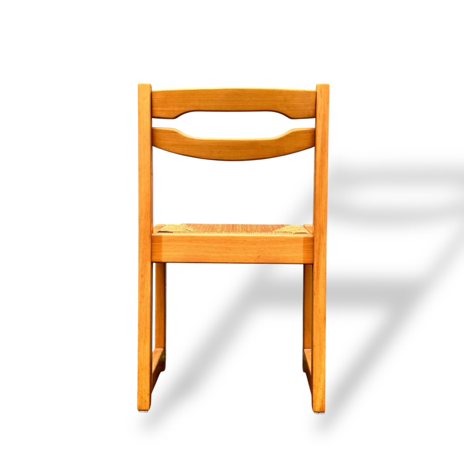 Set of 4 sleigh chairs in elm and straw Maison Regain