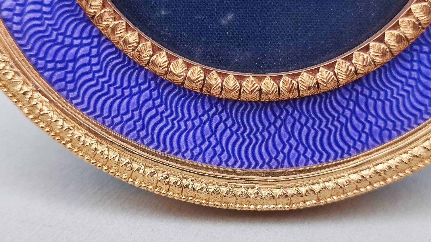 Miniature gilt metal and enamel photo frame
