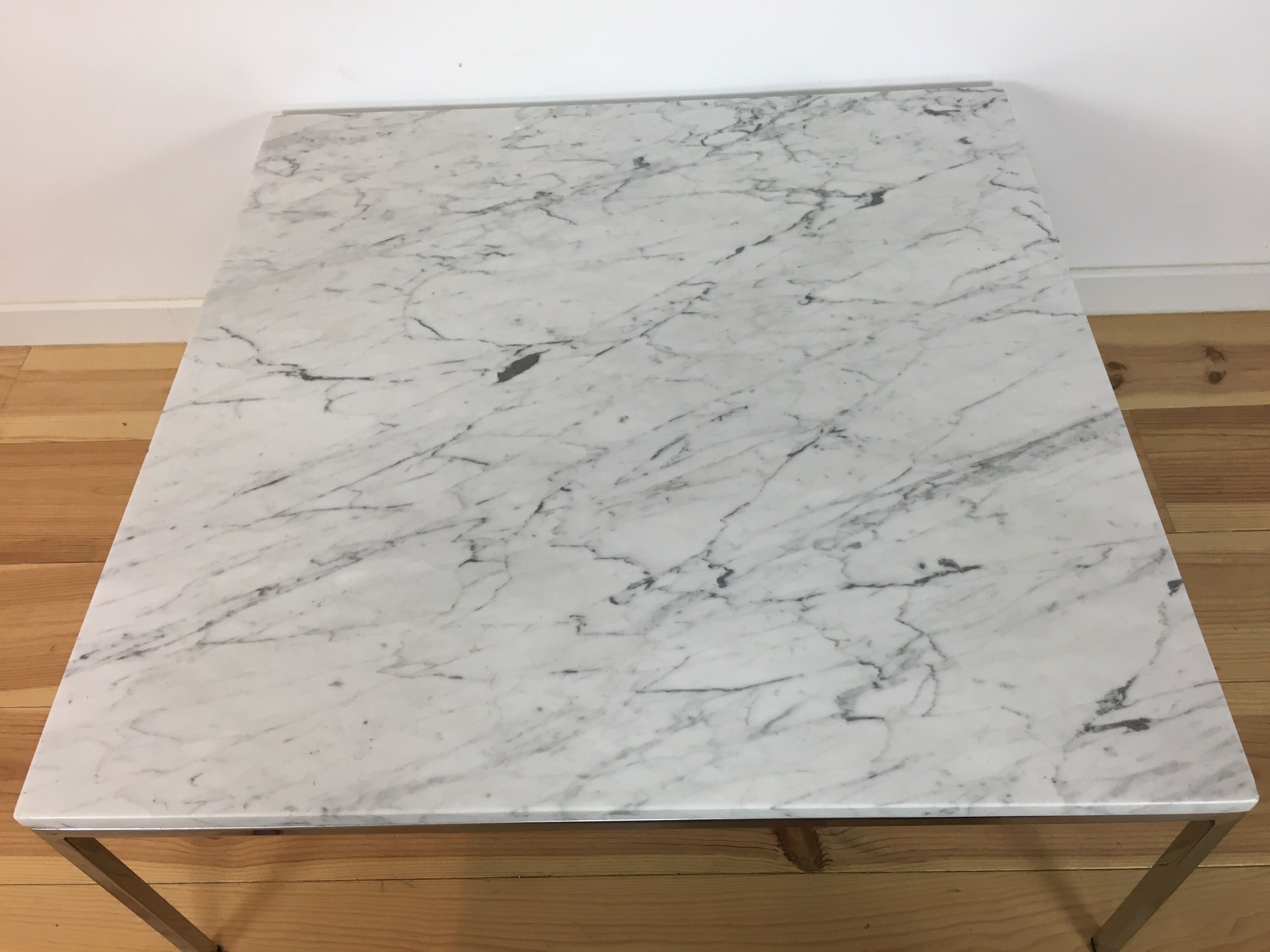 White marble and chrome coffee table, 60s design