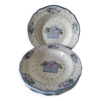 Ensemble 4 assiettes creuses Gien modèle "Marie Pierre Boitard"