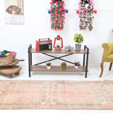 Brown red turkish runner rug, 90x336 cm