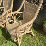 Rattan armchair duo