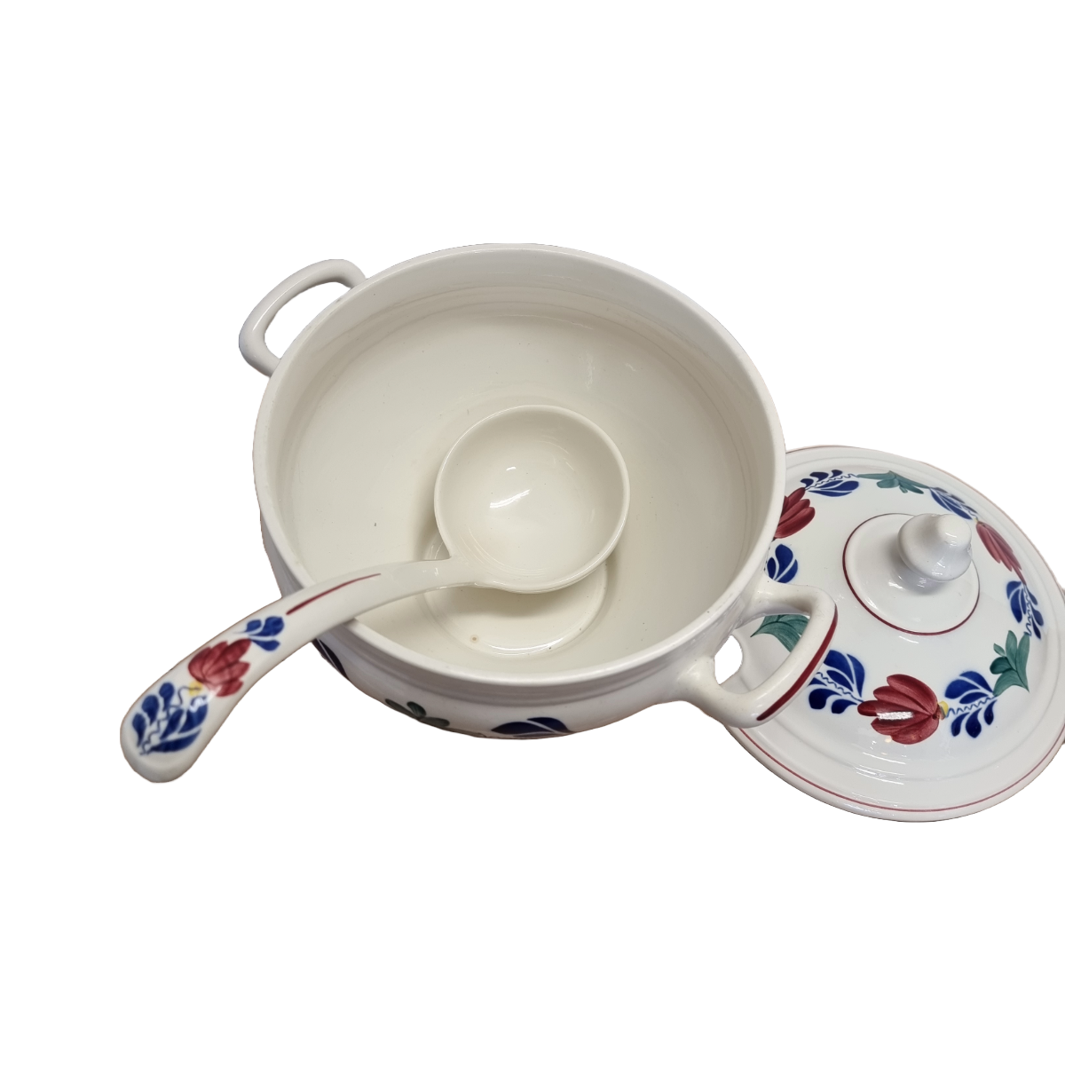 Ducht ceramic soup tureen with spoon by Boch, late 1900s