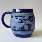 Gros mug vintage en grès bleu