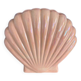 80's pink iridescent shell vase