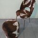 Chaise + pouf moumoute orange vache brun blanc vintage