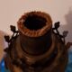 Former oil lamp foot metal silver blue glass