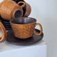 Ceramano tea service "Epsilon" from the 1960s with a raised geometric pattern.