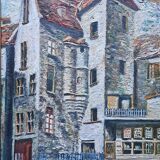 Impressionist painting signed oil on canvas hôtel vassal sarlat 19th c.