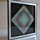 Victor vasarely impression offset annees 70 + cadre alu d'epoque