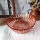 1960 vintage pink moulded glass salad bowl France