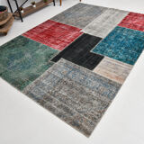 7x10 distressed multciolor vintage rug 301x220cm