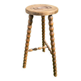 French wooden tripod high stool