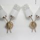 Pair of brass and glass wall lights 1960