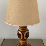 Vintage lamp in inlaid wood 60s-70s