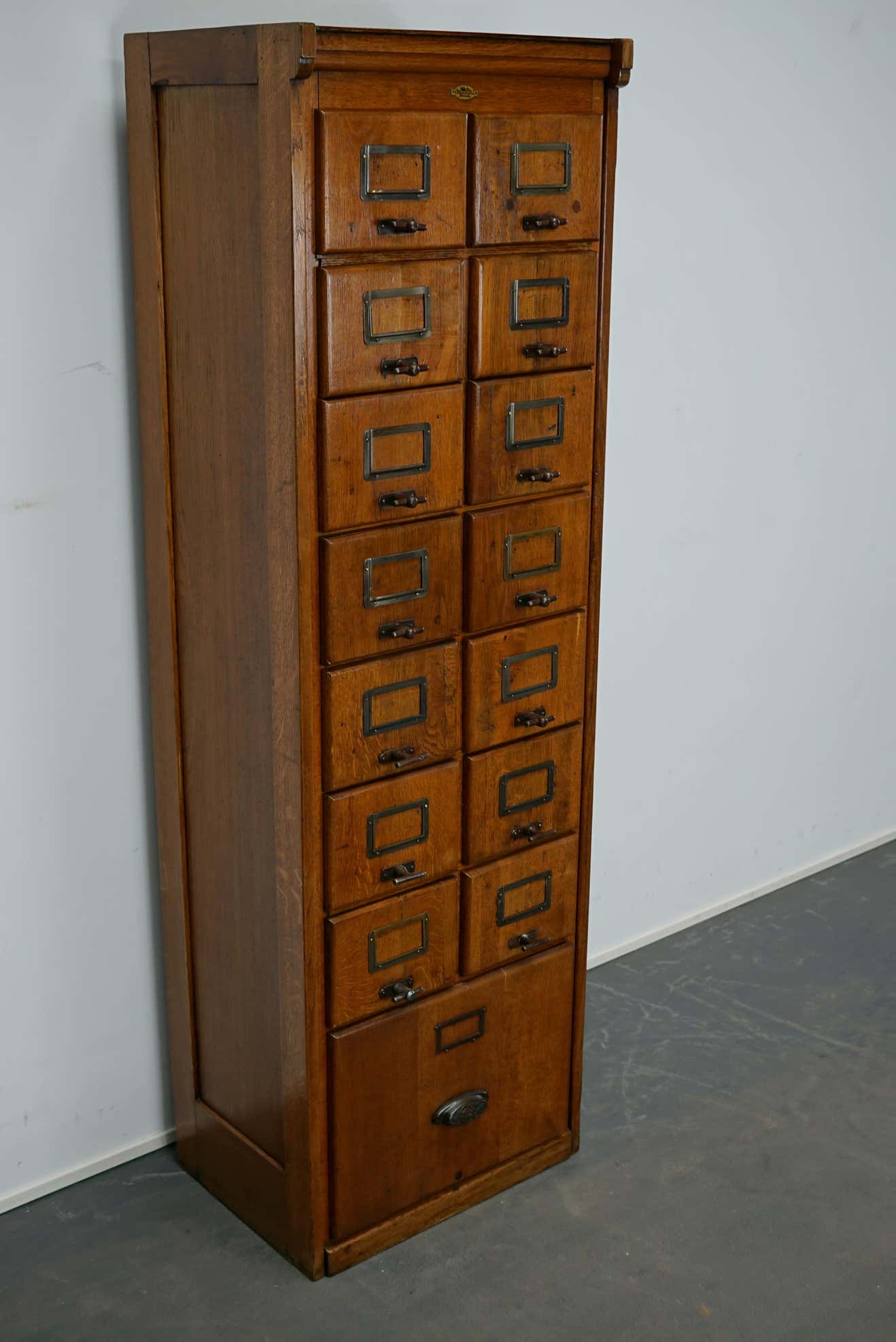 German oak drawer bank filing cabinet circa 1950