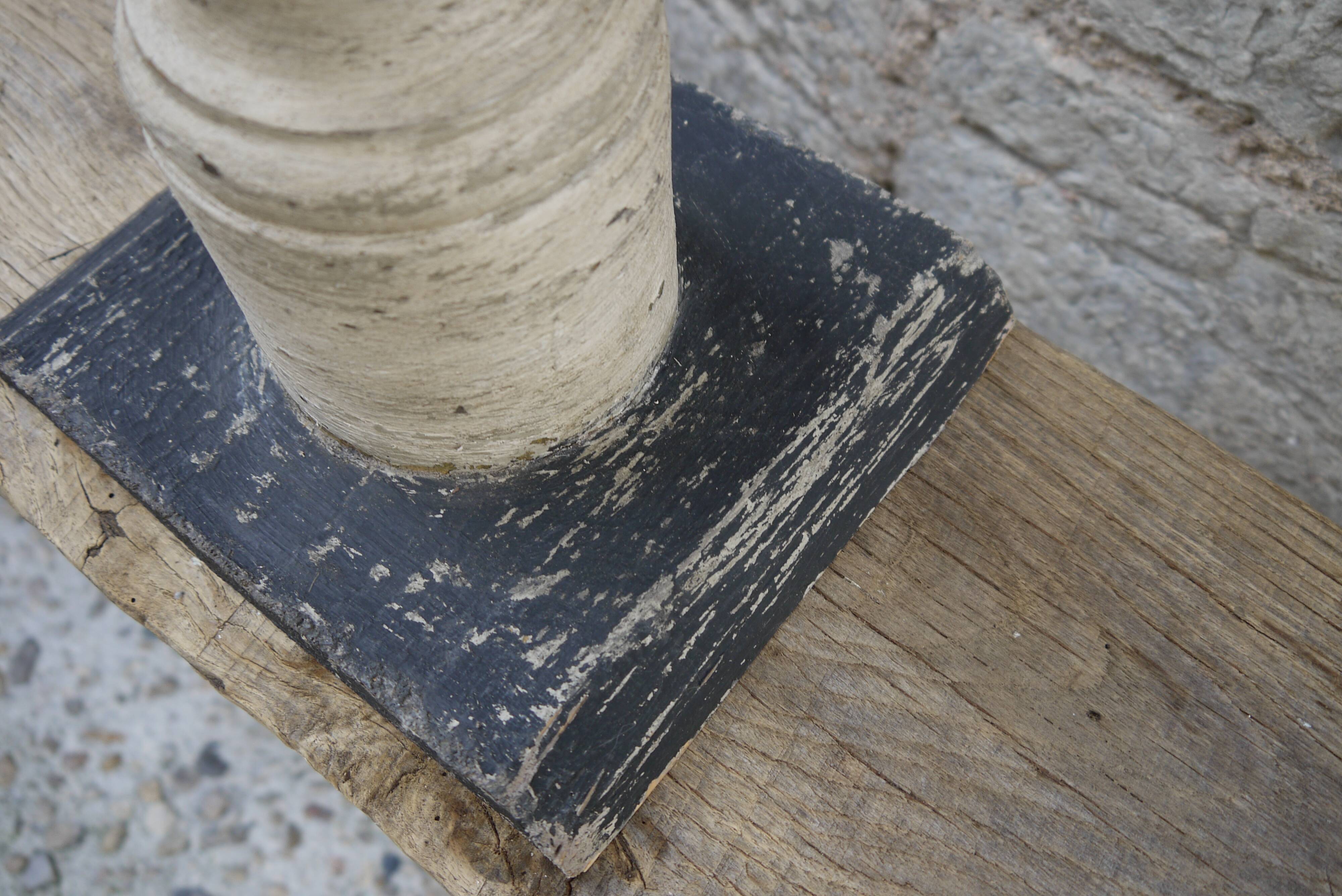 Baluster lamp foot in patinated wood