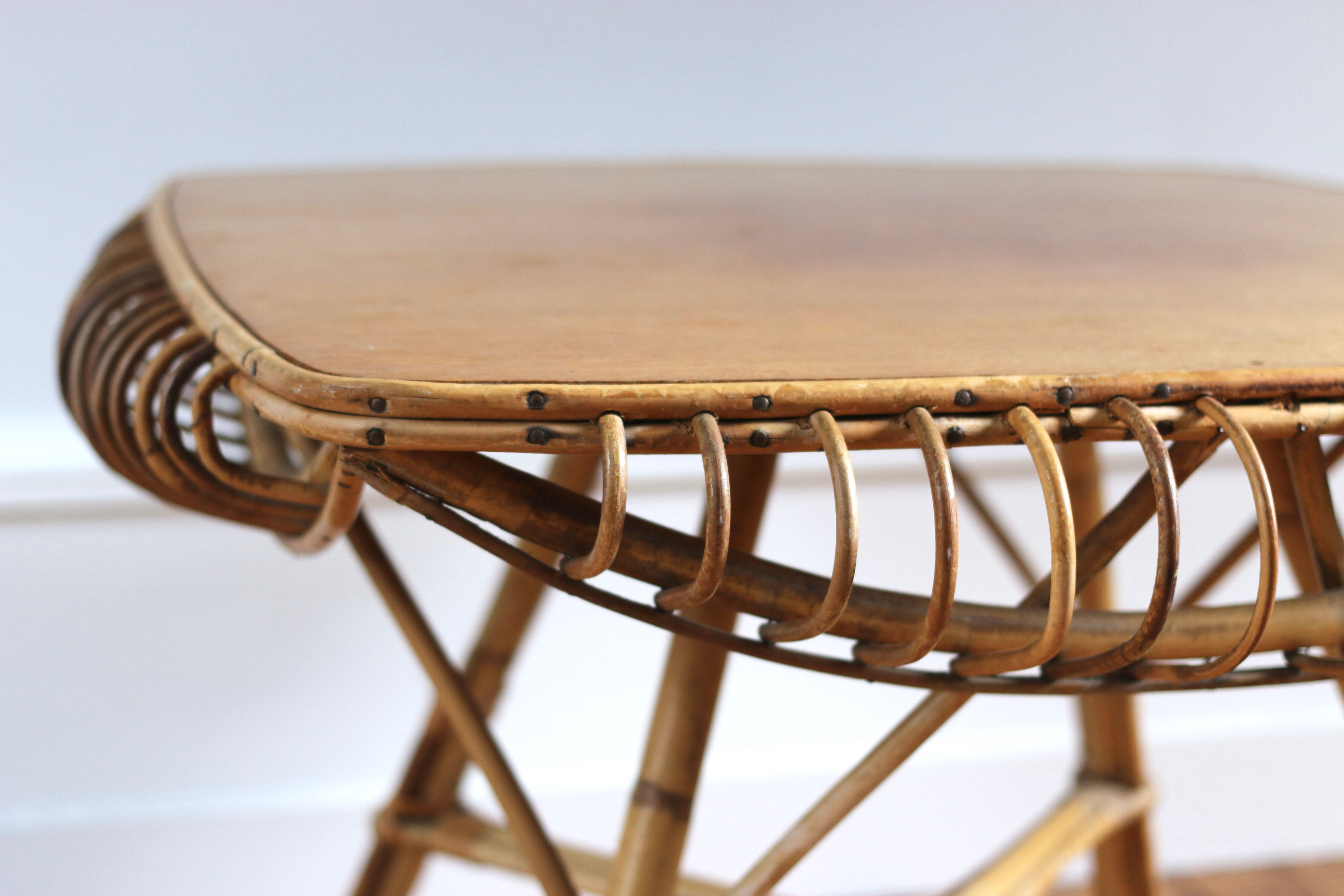Vintage rattan coffee table 1960