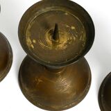 4 rare large heavy Mid Century brass candlesticks from a Bavarian church