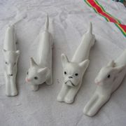 Set of expensive rests in faience in the shape of animal dog rabbit cat fox