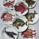 8 Plates flat fish painted handmade art art Proceram