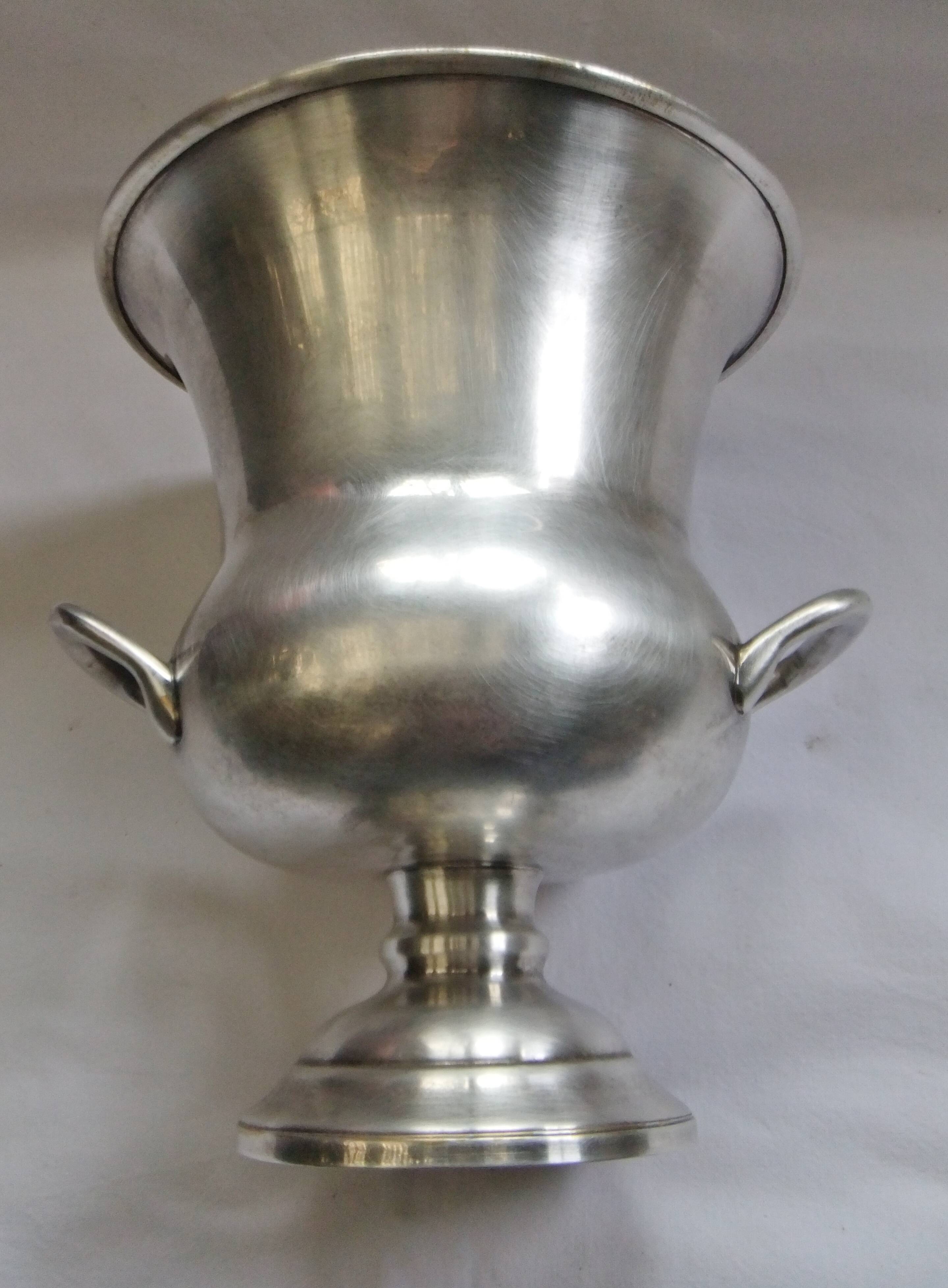 Old champagne bucket with vintage silver metal cooler Medici